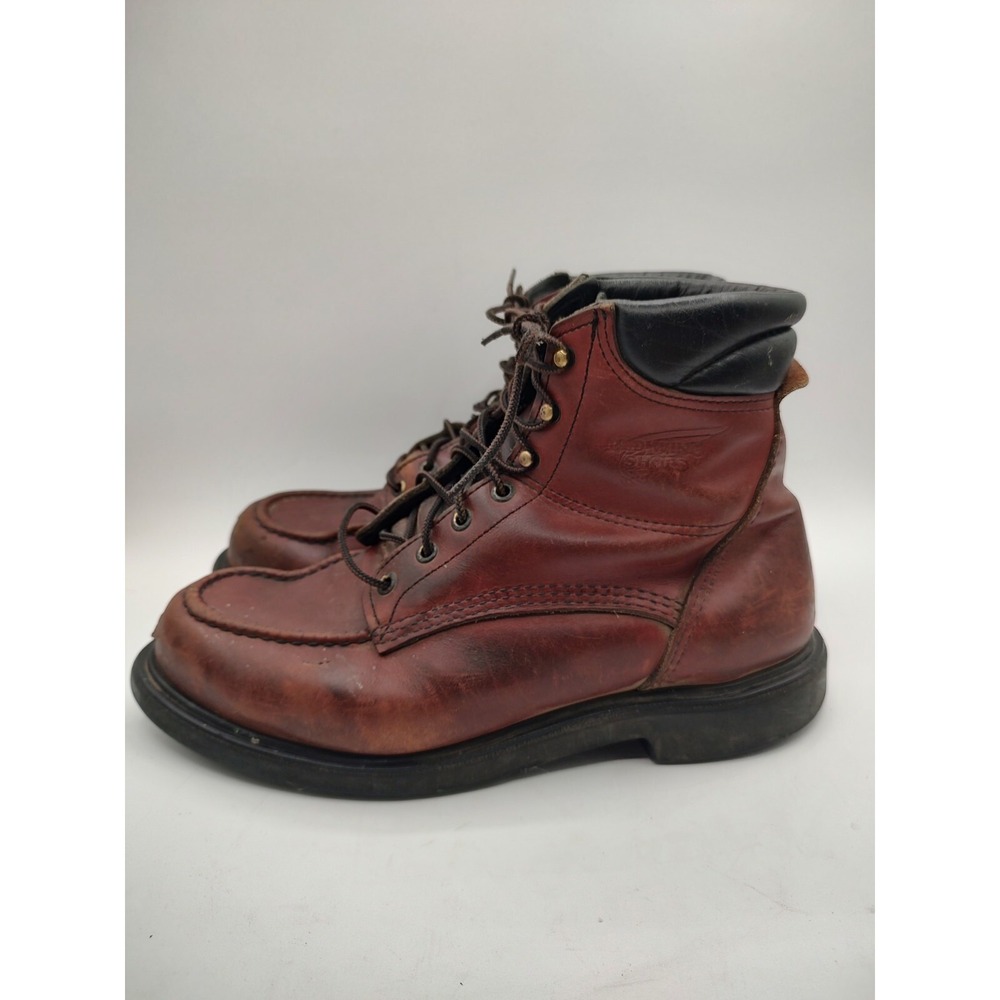 Red Wing Leather Model 202 Work Boots EH Safety Toe Reddish Brown USA Made Sz 10